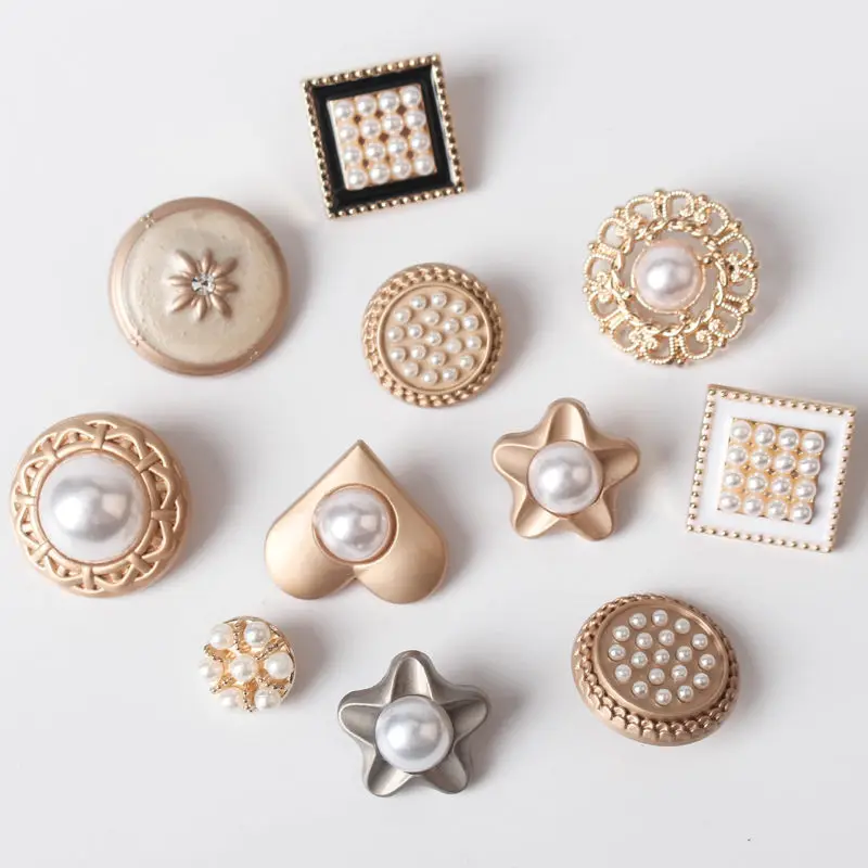 

fashion Metal pearl circular button high-grade coat jacket buttoned snap fastener Plating metal snap Sewing Supplies