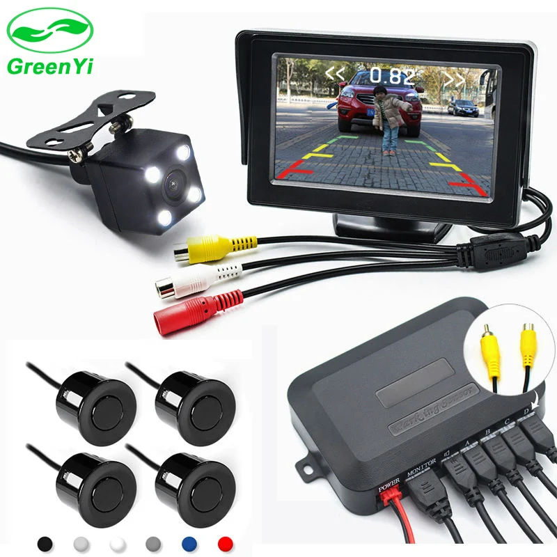 

GreenYi 3IN1 Car Parking Assistance System 4.3" Car Rear View Monitor + Parking Radar Senseor Set + Backup Reverse Camera