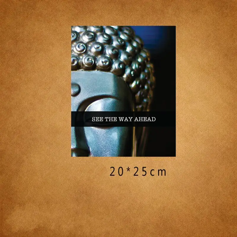 

25x20cm Fashion Buddha statue Iron On Stickers Washable Appliques A-level Patches Heat Transfer For DIY T-shirt Clothes Jeans