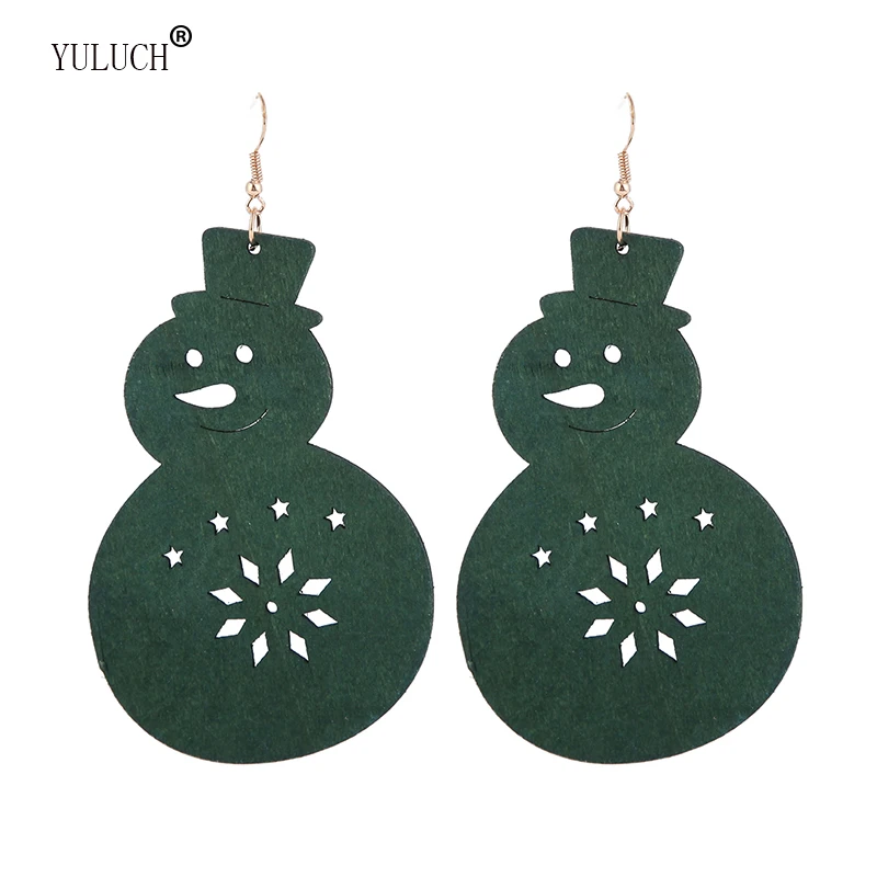 

YULUCH Wood Snowman Pendant Earrings Christmas Gift Girl Simple Personality Jewelry Accessories Woman