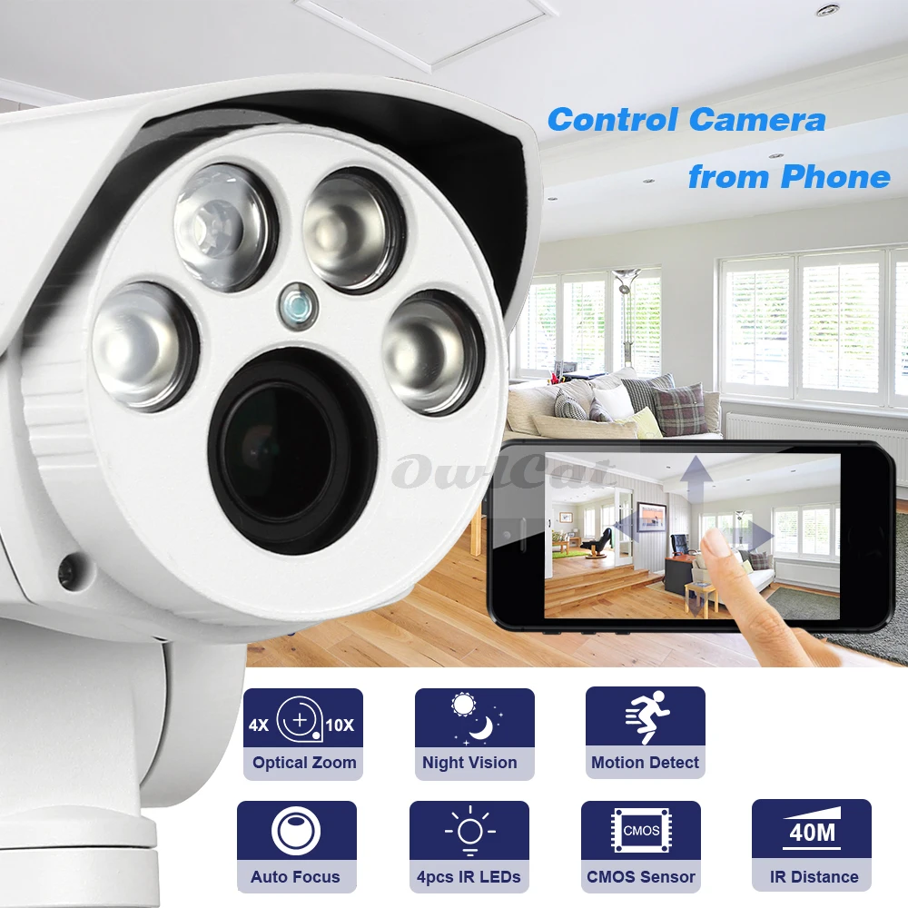 Full HD 1080P IP камера PTZ 2MP 5MP 4X 10X ZOOM моторизованный Автофокус Объектив Обнаружение