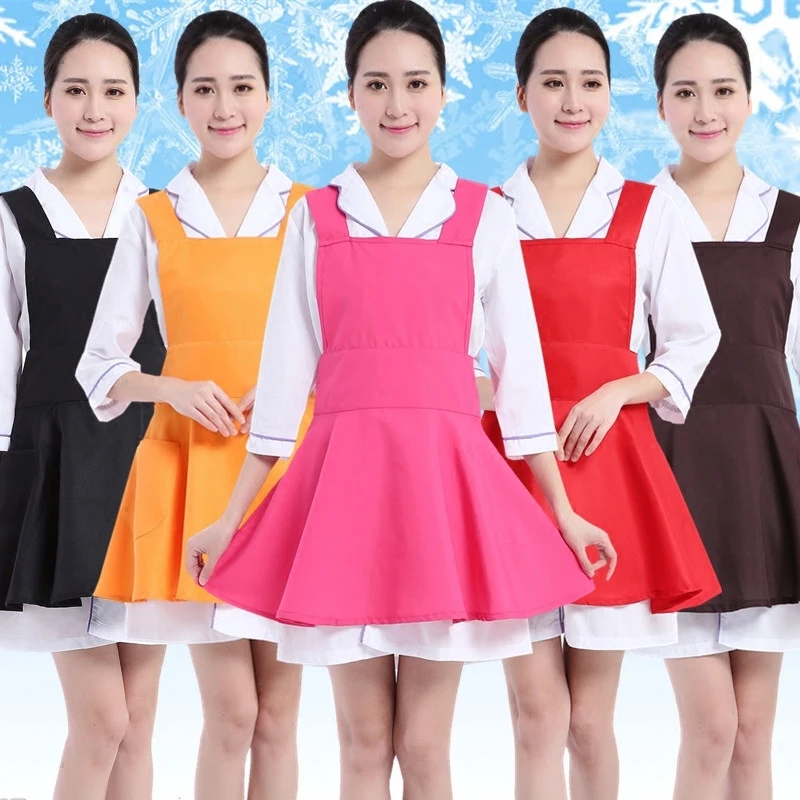 

Fashion Beautician apron Supermarket Restaurant Kitchen Coffee Shop waitress apron Customized LOGO