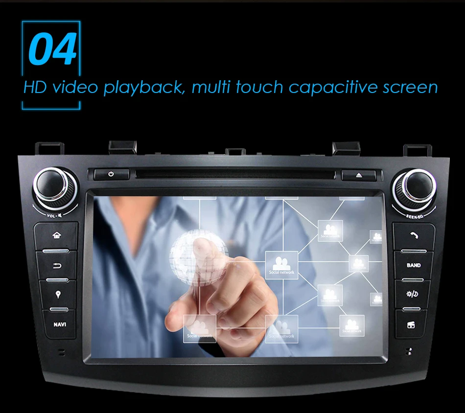 Flash Deal Eunavi 8" HD Screen 2 din Android 9.0 Quad Core Car DVD Player for 2010 2011 2012 2013 MAZDA 3 stereo radio GPS Navigation wifi 6
