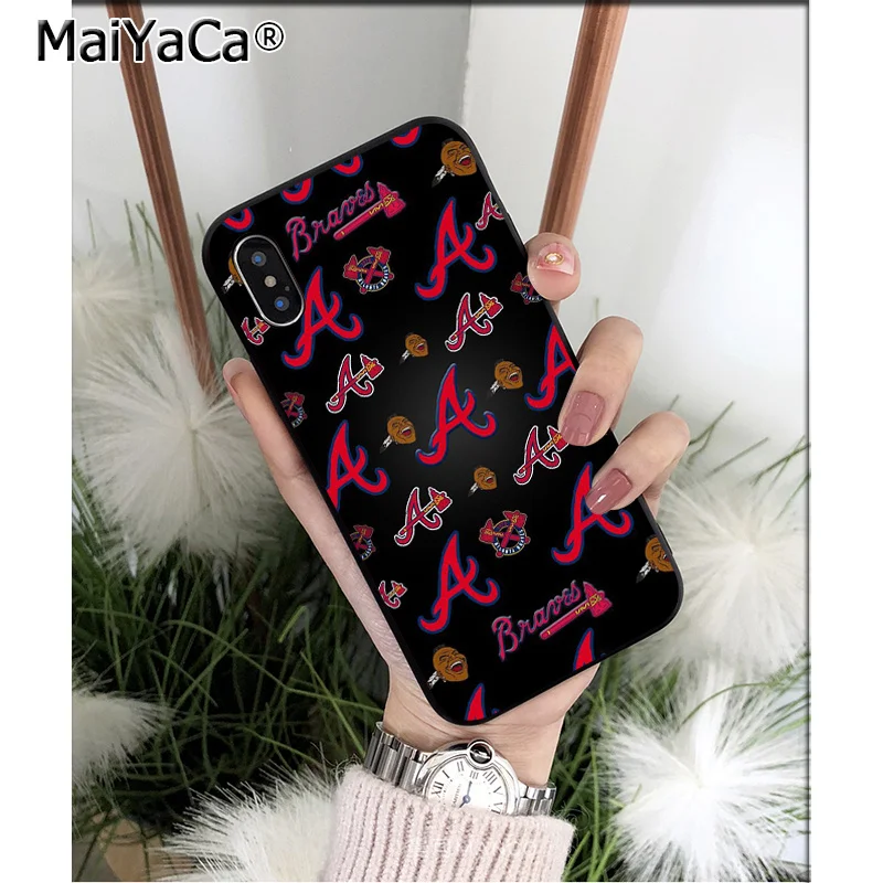 MaiYaCa подвеска Atlanta Braves черный мягкий чехол из ТПУ для телефона iPhone 6S 6plus 7 7plus 8 8Plus X Xs MAX 5 5S XR