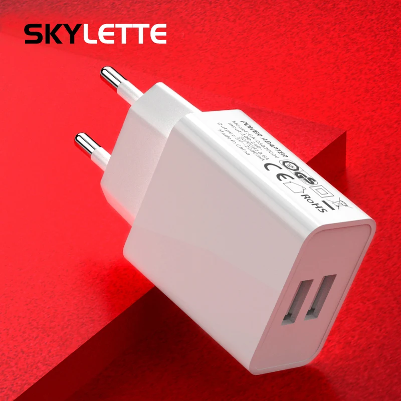 5V2A двухпортовый USB зарядное устройство адаптер CE/RoHS сертифицированное ЕС зарядное устройство портативное питание от смартфона дорожное настенное зарядное устройство