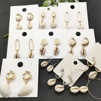 JCYMONG Newest Design Sea Shell Earrings FOr Women Bohemain Ocean Natural Shell Cowrie Statement Earring 2019 Beach Jewelry Gift