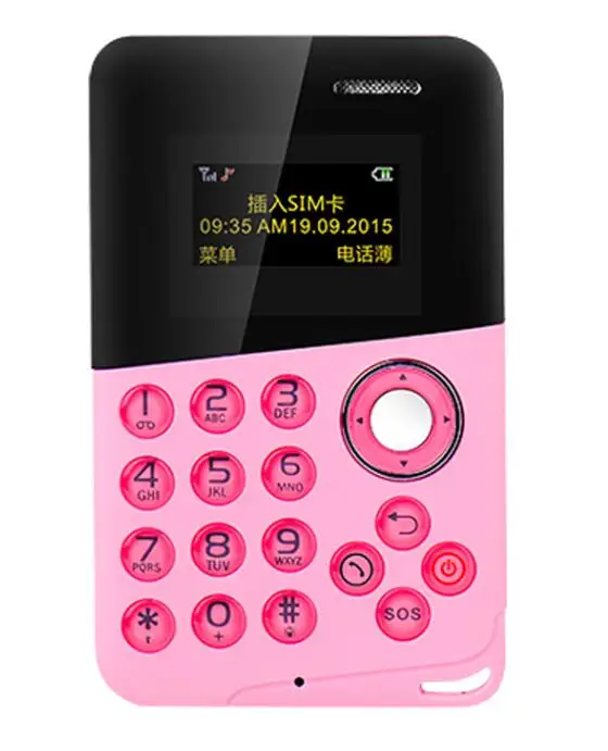 Мини карта телефон AEKU M8 цветной экран карты телефон четырехдиапазонный низкий уровень излучения дети карманный мобильный телефон PK M5 C6 - Цвет: Pink