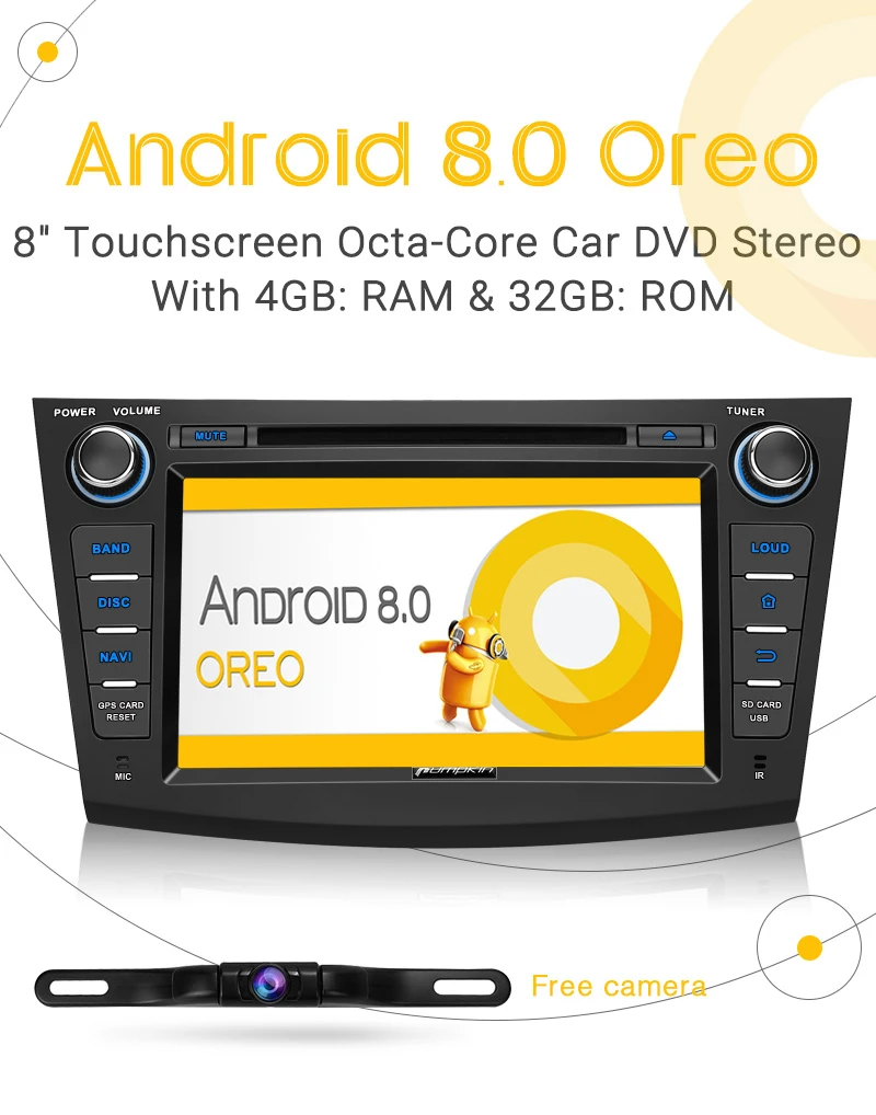 Pumpkin 2 Din 8 дюймов Android 0 автомобильный Радио dvd плеер 4 Гб RAM Wifi 4G стерео GPS навигация