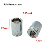 אינץ 25mm Julaihandsome 12PC 1/4 אינץ SAE Sockets Set 5/32 3/16 7/32 1/4 9/32 5/16 11/32 3/8 7/16 15/32 1/2 9/16 סט כלי CRV 25mm יד (4)