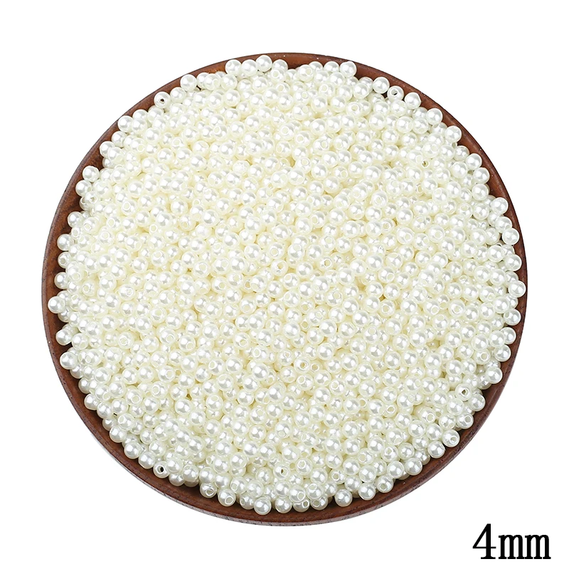 

1500pcs/lots 4MM Ivory White ABS Imitation Pearl Beads Wholesale Wedding Ball Round Hole DIY Beads For Kids Jewelry Making