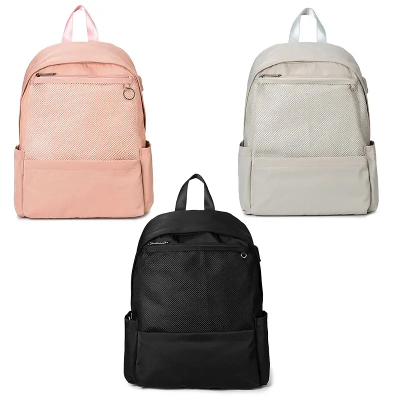 Women Nylon Backpack Fit For 15 Inch Laptop Travel School Bag Casual
