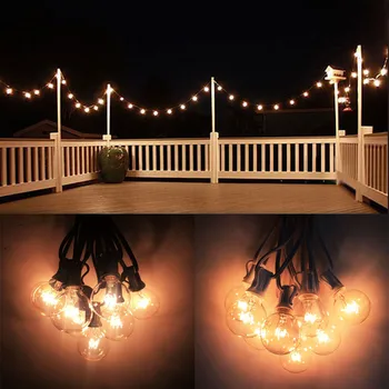 

10 x 8M European Clear Globe G40 String Lights, Included Connectable Patio Light String For Wedding Holiday Lights