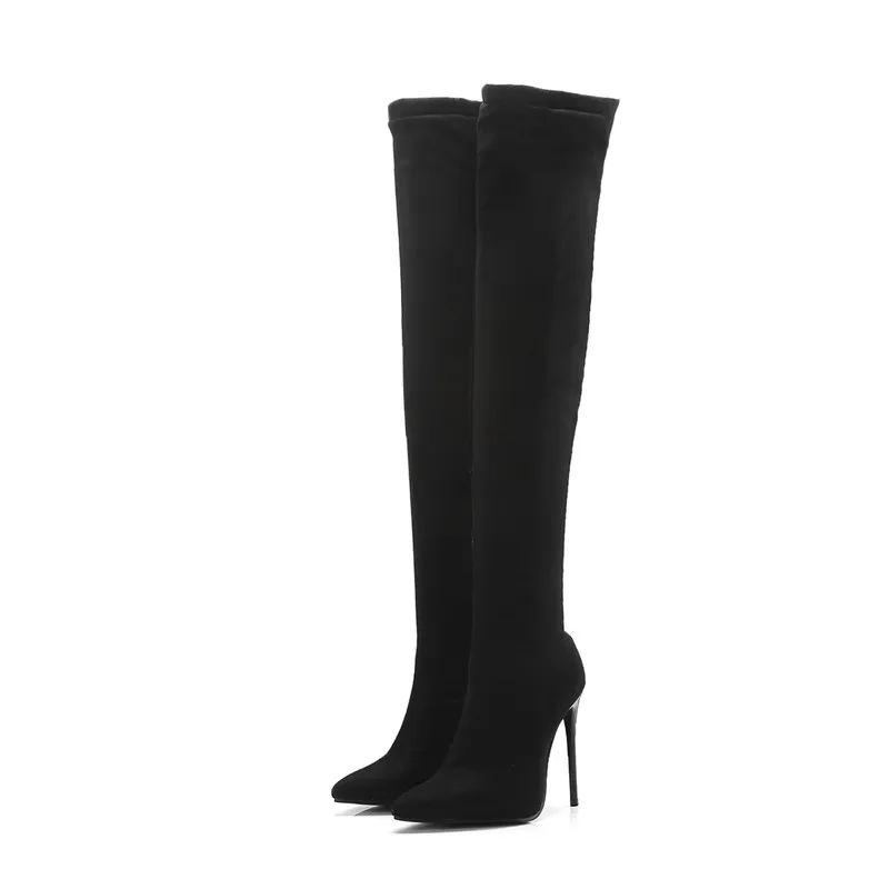 ASUMER hot sale new over the knee boots women pointed toe zip stiletto high heels prom boots women shoes