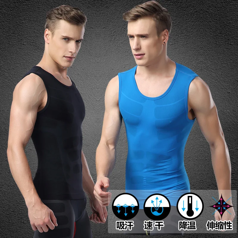 Us 12 08 24 Off Mens Vest Fitness Compression Singlet Quick Dry Body