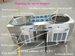 Бесплатная доставка по морю CFR жареный мороженое ролл машина с десятью фруктовыми танками свежий шкаф для разморозки ног