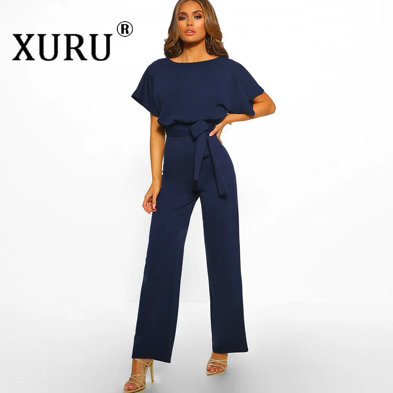 XURU Summer New Hot Sale Jumpsuit Fashion Body Buttons Short Sleeve Solid Color Long Jumpsuit XURU Summer New Hot Sale Jumpsuit Fashion Body Buttons Short Sleeve Solid Color Long Jumpsuit