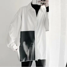 Лето ins супер пламя рубашка мужская с длинным рукавом Свободная куртка Корейская версия рубашки