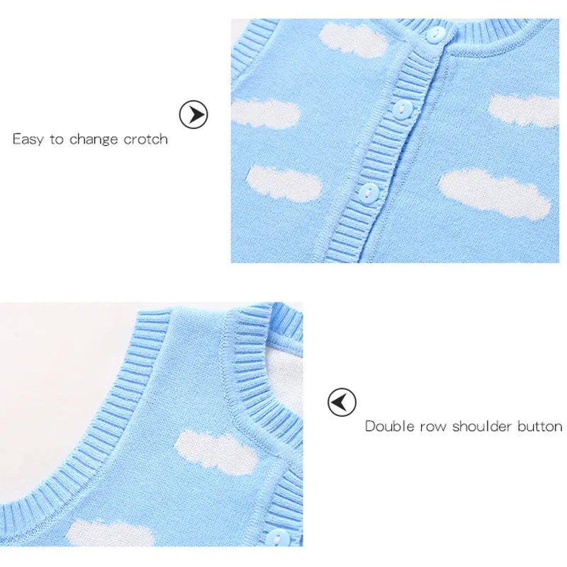 Clouds Baby Boy Sweater Vest Cotton Crochet Button Closure Cardigan for Baby Girl Comfortable Anti Pilling Outfit Spring Autumn (5)