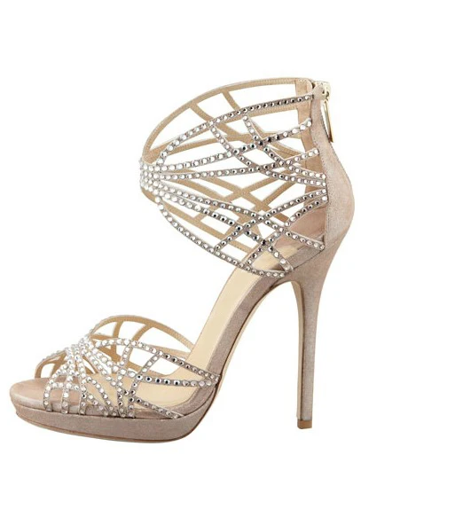 ФОТО 2016 new fashion sexy fretwork rhinestone zip high heels large size shoes woman platform sandals  sapatos gladiator shoe melissa