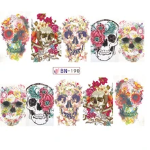 Наклейка для ногтей Водные Наклейки роза череп голова Хэллоуин слайдер для ногтей дизайн дизайна маникюр Фольга Клейкая оберточная бумага Pegatinas
