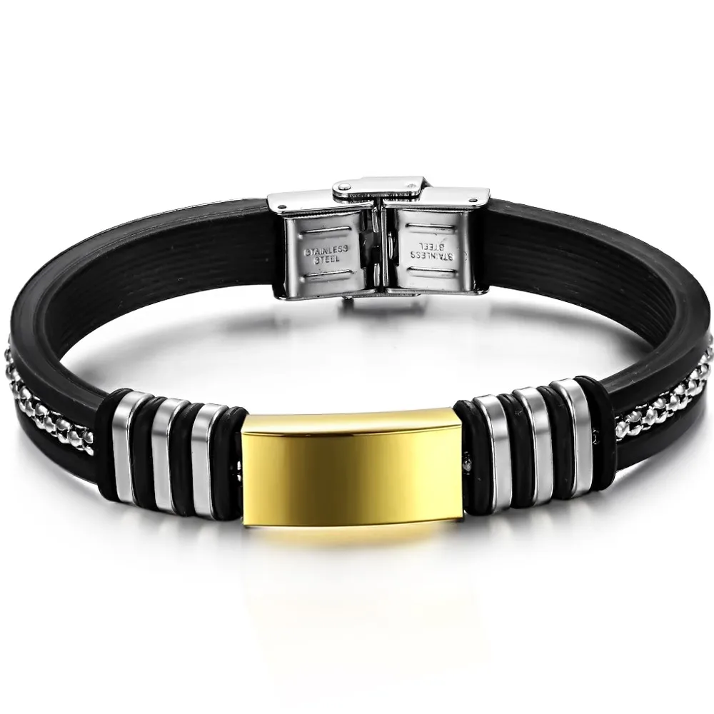 Fashion accessories jewelry titanium gold silica gel bracelet n800