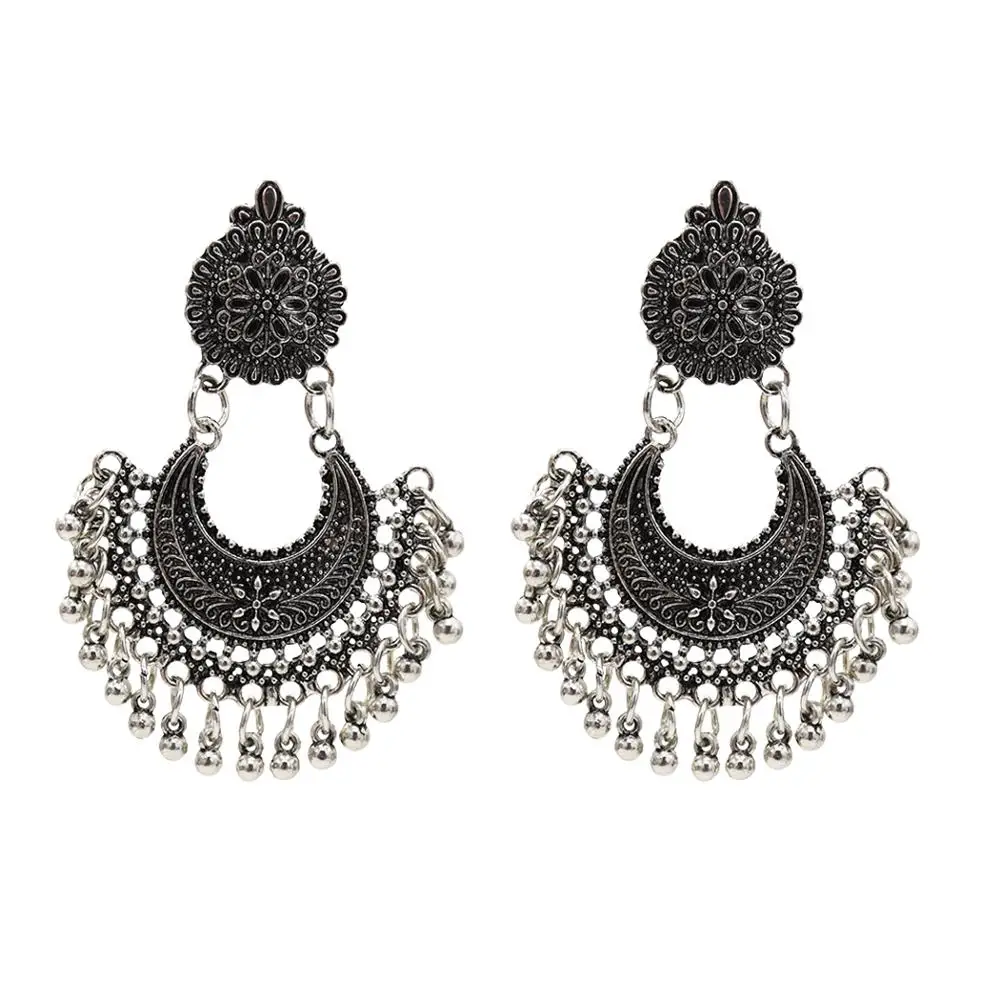 Индийские окисленные цветные золотые Резные Цветочные Подвески Jhumka Jhumki