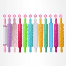 Красочные Скалки Выгравированные резные пластиковые тисненые Скалки кухонная декоративная форма семейная выпечка торта DIY Инструменты для печати