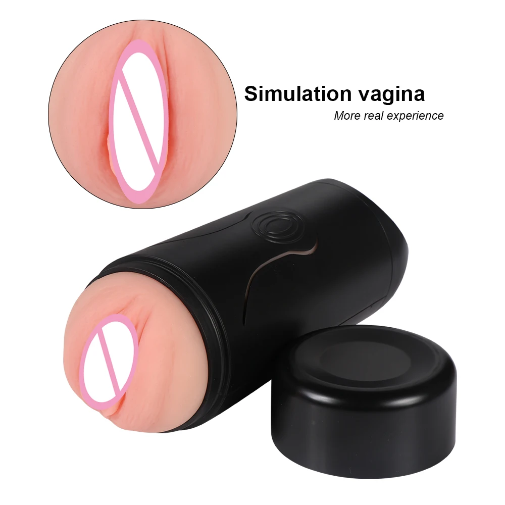 Soft Realistic Vagina Masturbator Vibrating Press Size Adjustable Aircraft Cup Intelligent Voice Interaction Male Masturbation
