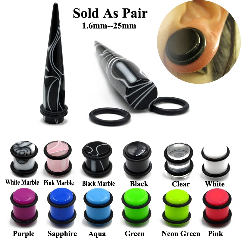 

1 Pair Acrylic Mixed Color Ear Taper Jewelry Ear Plug Gauges Ear Expander Stretcher Piercing for Unisex Body Jewelry 1.6mm-10mm
