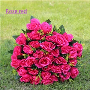 Новое поступление, Моделирование искусственных цветов, искусственный цветок, свадебные принадлежности, Шелковый цветок, 36 голов, букет роз, 13 цветов - Цвет: rose red