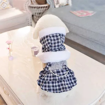 

Cute lattice Warm winter Dog pet cat Tutu skirt cloak dress dog fleece jacket coat clothing for pet chihuahua dog clothes