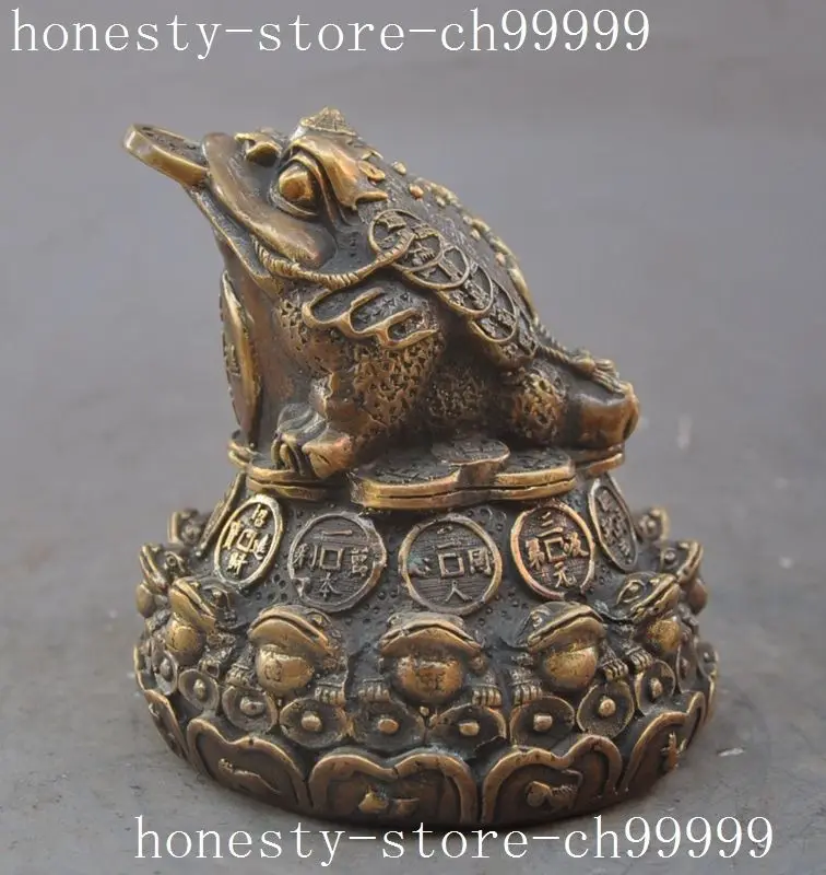 

chinese fengshui bronze wealth money coin Golden Toad Bufo Laevis lucky statue