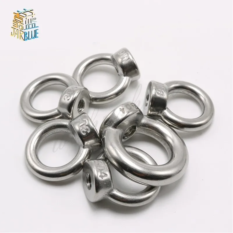 10Pcs DIN582 M3 M4 M5 M6 M8 304 Stainless Steel Marine Lifting Eye Nut Ring Nut Thread