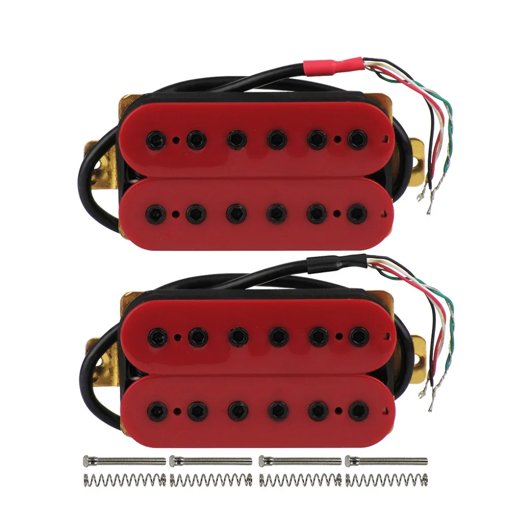 FLEOR звукосниматель с двумя катушками комплект звукоснимателей Бридж электрогитары и звукосниматель пассивный Керамика 4 провода гитара Запчасти - Цвет: Red