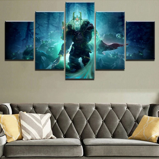 Us 51 49 Offwall Art Picture Home Decorative Living Room Canvas Print Game Poster 5 Pcs Canvas Art Dota 2 Wraith King Painting On Canvas In