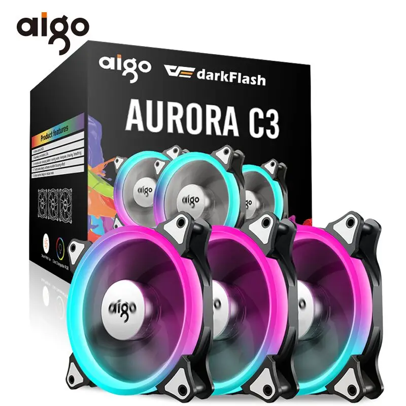 

Aigo C5 PC Case Fan RGB 120mm Cooling Fan Adjustable Cooling Fan for Computer Mute Computer Cooler Fan Controller Ventilador PC