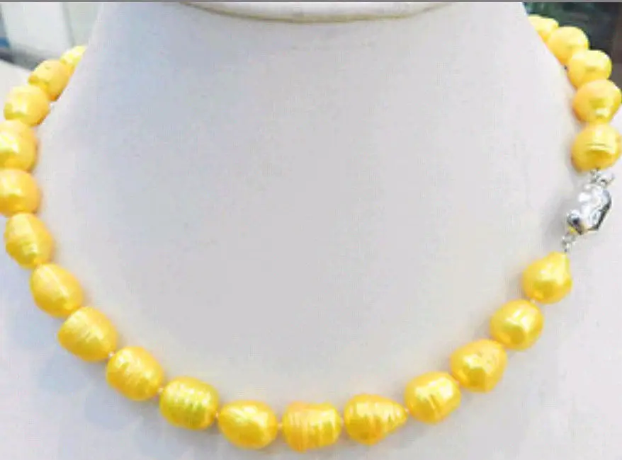 

Free Shipping ***Hot sale >>>NEW 10-11MM YELLOW GOLDEN NATURAL TAHITIAN PEARL NECKLACE 18"AAA