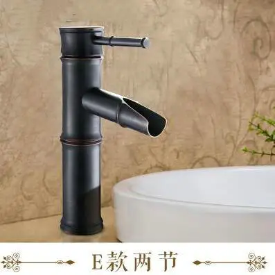 3 стиля Bamboo масло втирают Бронзовый черный отделка ванной бассейна горячей и холодной смесителя высокого качества водопад кран JM5454 - Цвет: black