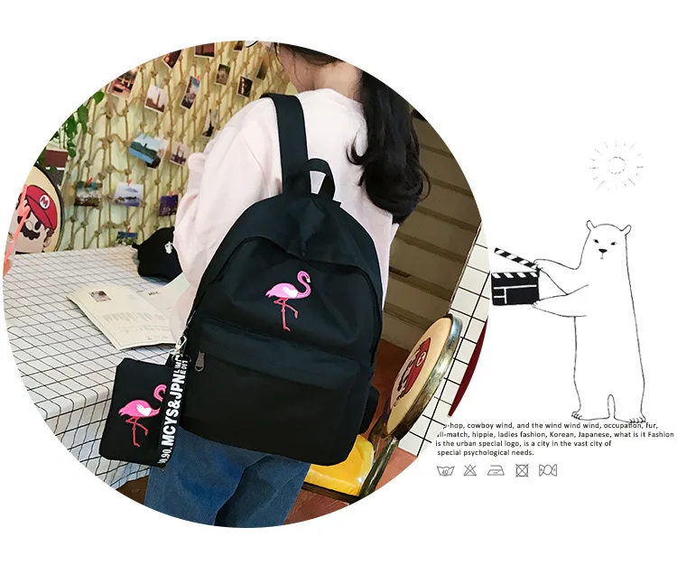 Mochilas marca feminina simples flamingo impressão mochila