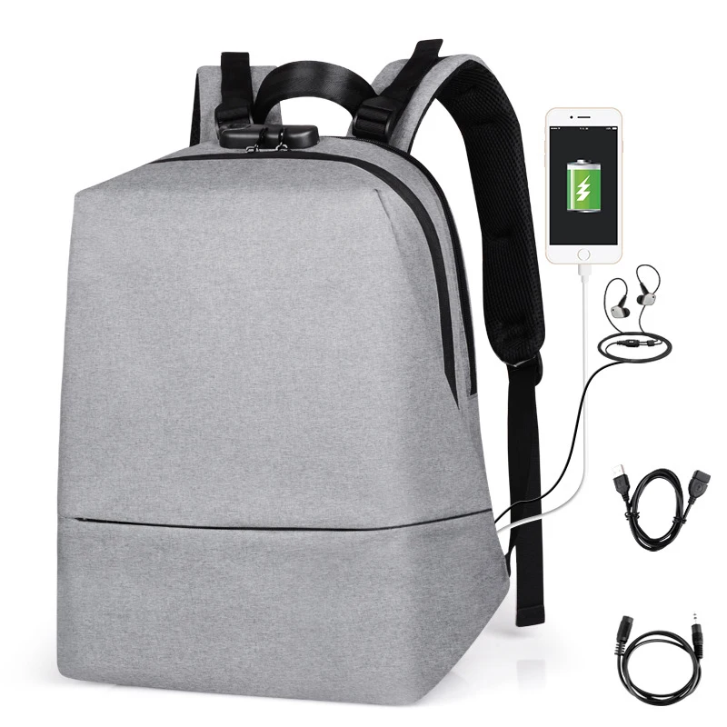 

Men's solid color Oxford cloth external USB charging outdoor sports backpack casual fashion waterproof anti-theft travel bag