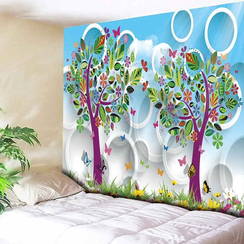 Свежие цветы 3D принт МАНДАЛА ГОБЕЛЕН настенный аниме бабочка Древо жизни Декоративные Чешского гобелены Boho стене ковры