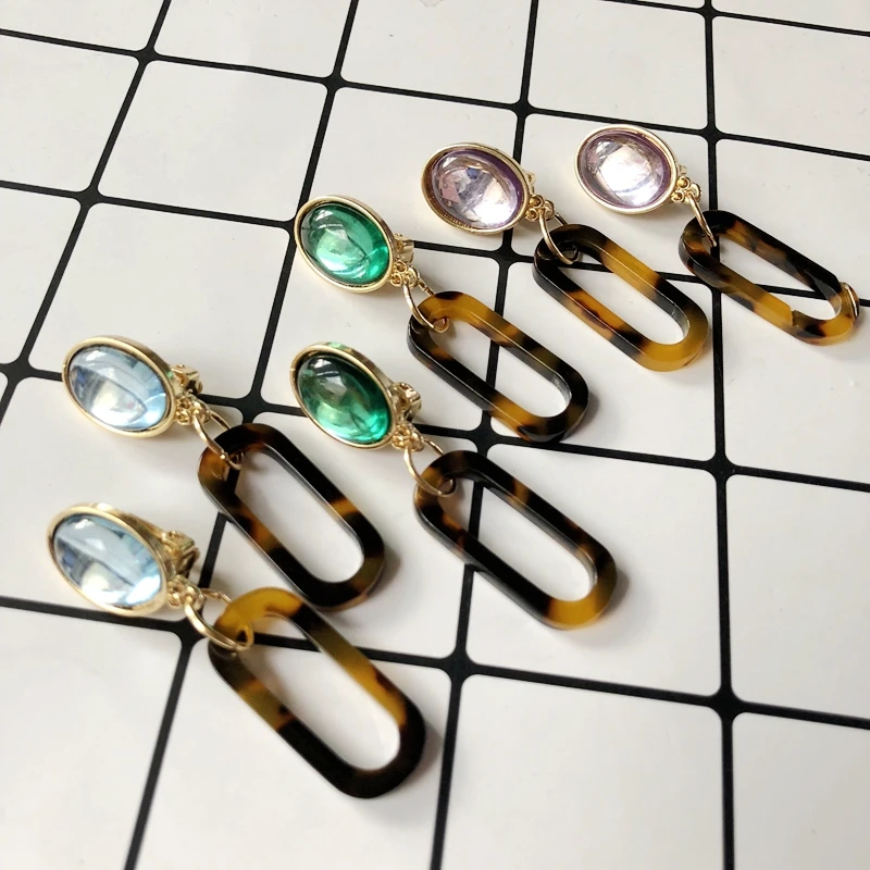 

Free Shipping New Sweet Fashion Tortoise Oval Shape Three Colors Clip Earring
