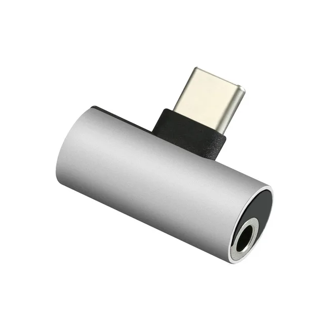 Olhveitra Mini 2 в 1 USB C до 3,5 мм разъем для наушников, аудио адаптер жгут питания конвертер для samsung Xiaomi Google huawei - Цвет: Серебристый