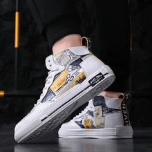 Высокие кроссовки; мужская обувь с принтом; Мужская Спортивная модная удобная обувь; обувь для скейтбординга; zapatillas hombre