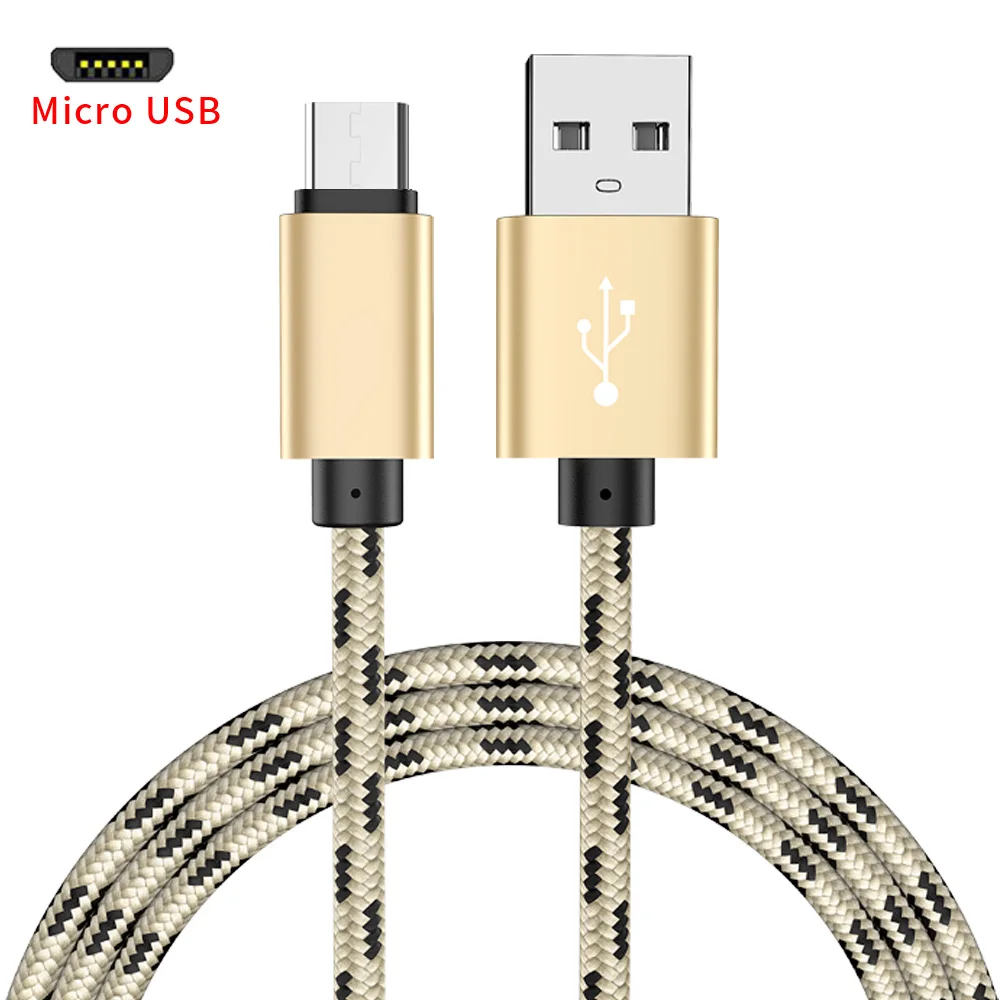 MUSTTRUE Быстрая зарядка Micro USB 3A кабель передачи синхронизации для Oneplus huawei samsung microUSB нейлоновый плетеный провод зарядного устройства для телефона - Цвет: Gold