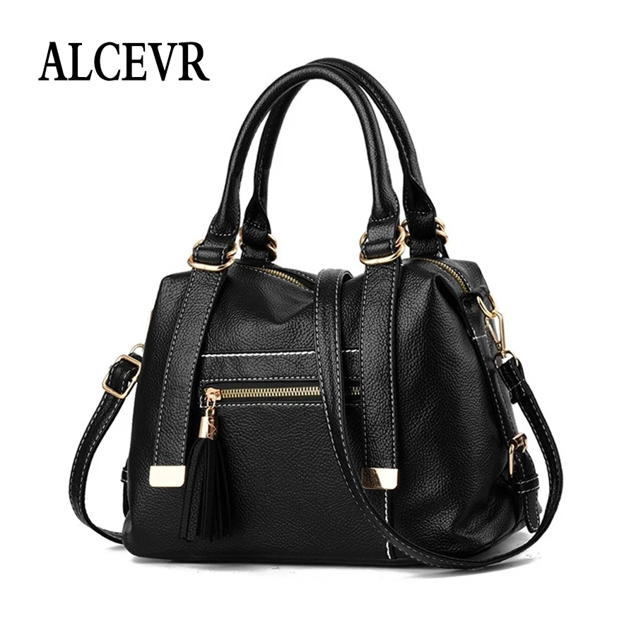 

ALCEVR Hard Handle Bags For Women Solid Color Soft Pu Leather Shoulder Bags Female Casual Crossbody Bag Ladies All-Match Handbag