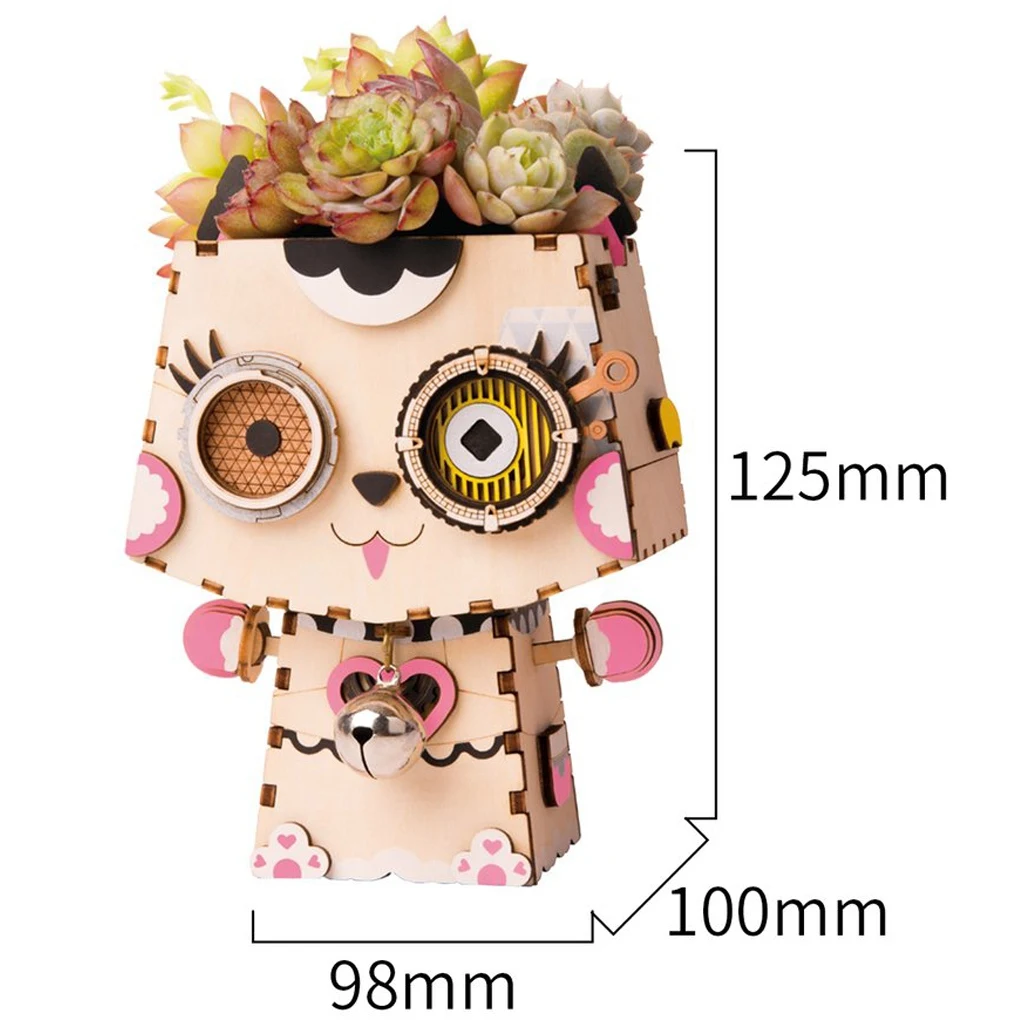 Robotime 3D деревянный котенок игра-головоломка Креативный цветочный горшок коробка для хранения держатель ручки Модель Строительный комплект Детские игрушки для взрослых FT73