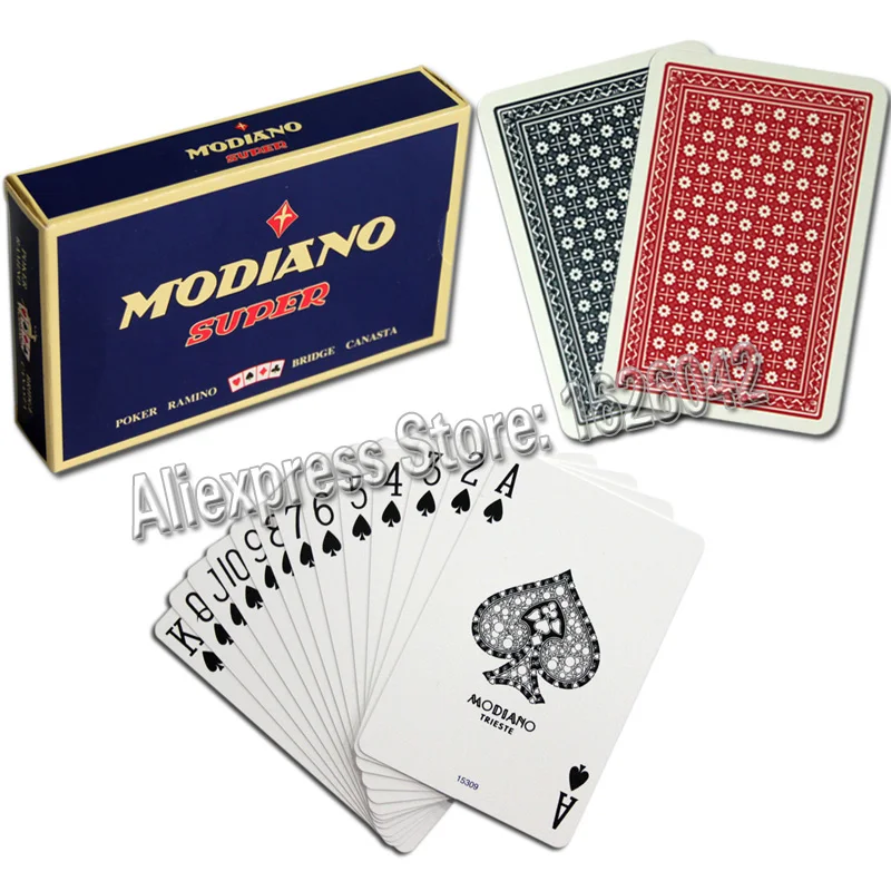 Modiano 100/% Plastic Playing Cards Club Green Brown Bridge Size Jumbo Index NEW