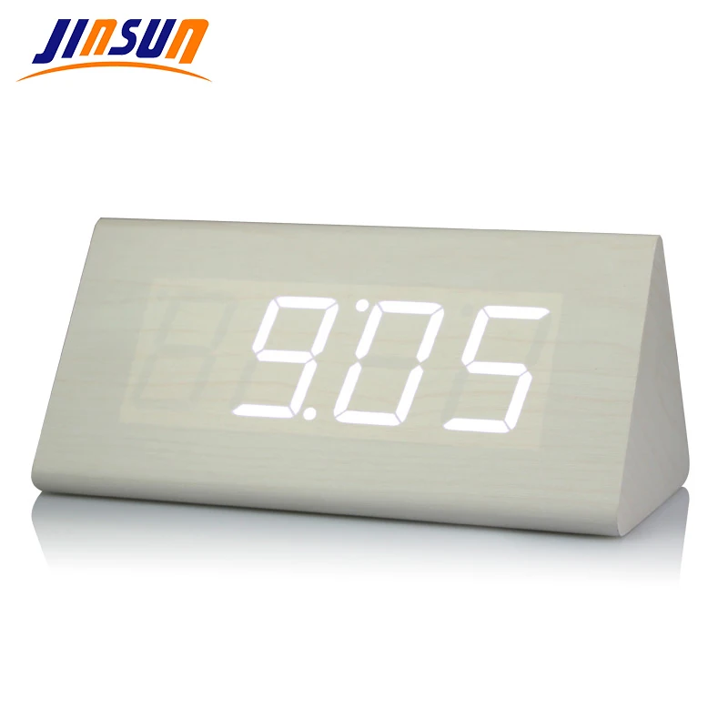 

JINSUN Promotion! Multi-colors Best High-end Digital Clocks Desktop Clock Home Decor Thermometer Wooden LED Clock KSW303