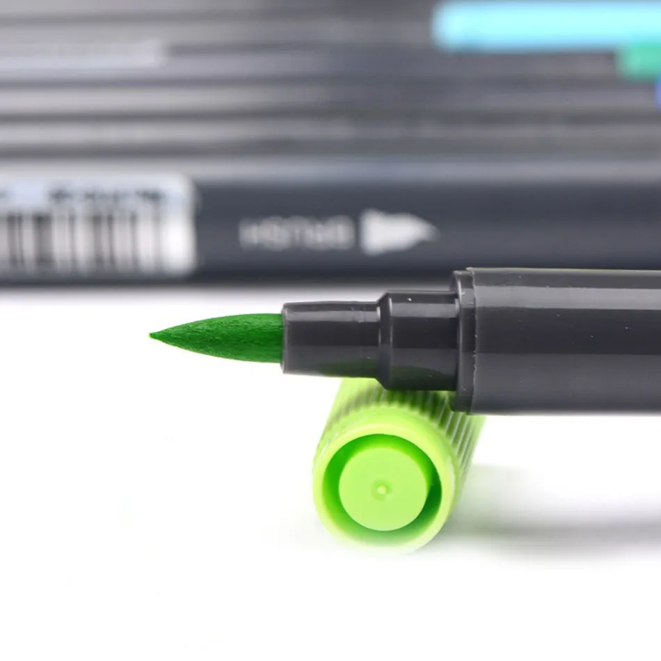 Günstige STA 12 24 36 48 80 Farbe Kunst Pinsel Skizze Marker Stifte Tinte Auf Wasserbasis Twin Tip Marker Stift für Kunst Grafik Zeichnung Manga feine Kunst